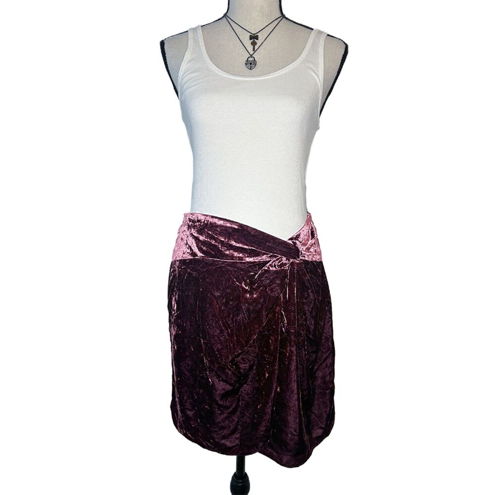 LOFT Mini Skirt | Crushed Velvet Twist Detail